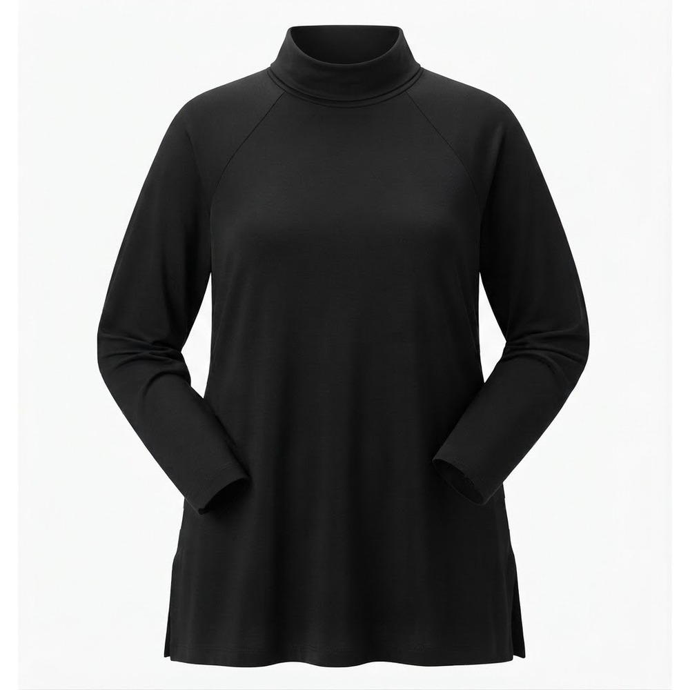 J. Jill Luxe Supima Turtleneck Tunic Womens L Black Cotton Modal Excellent